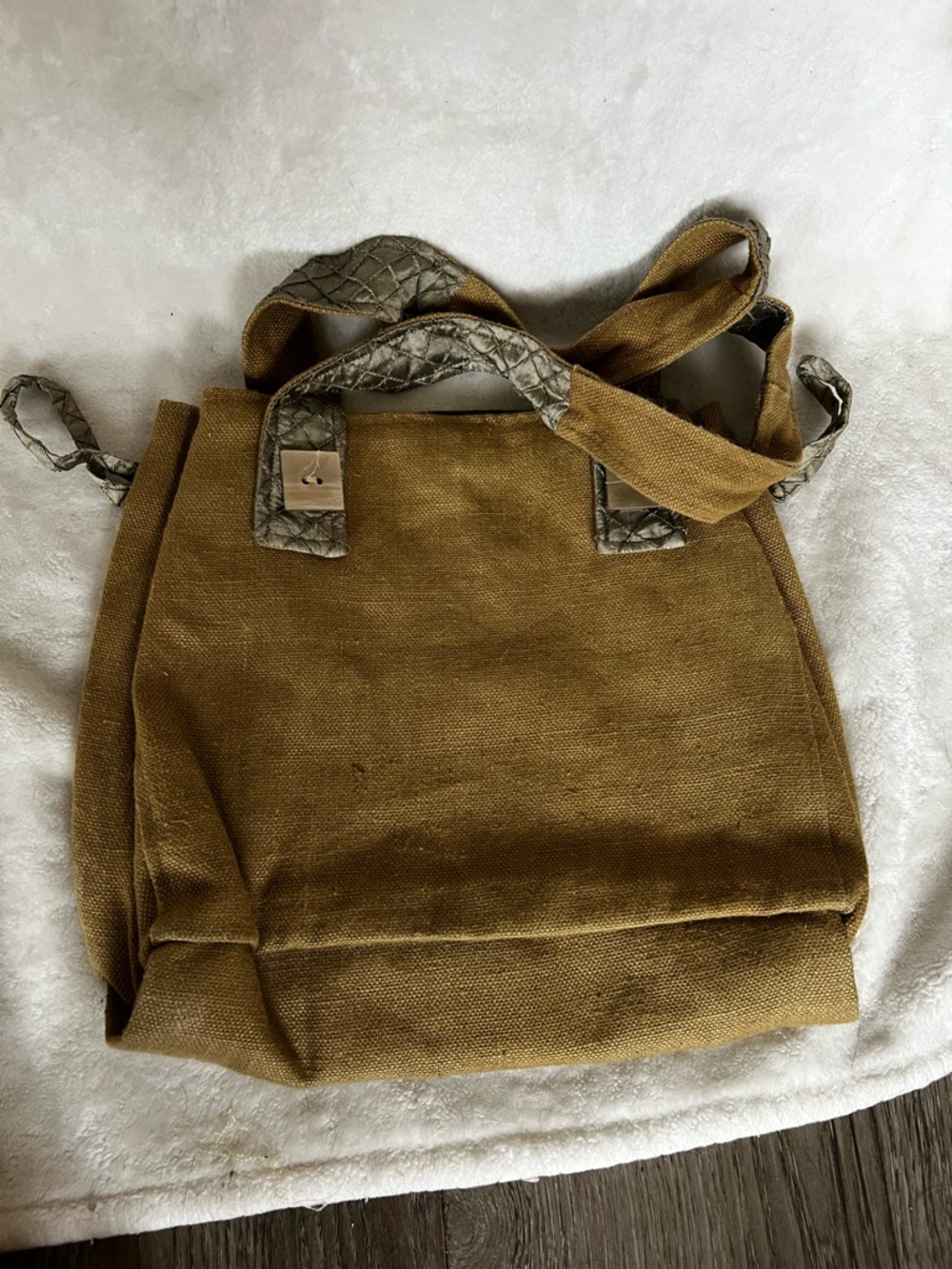 Everyday Canvas Tote with Quilted Handle Detail - Brown